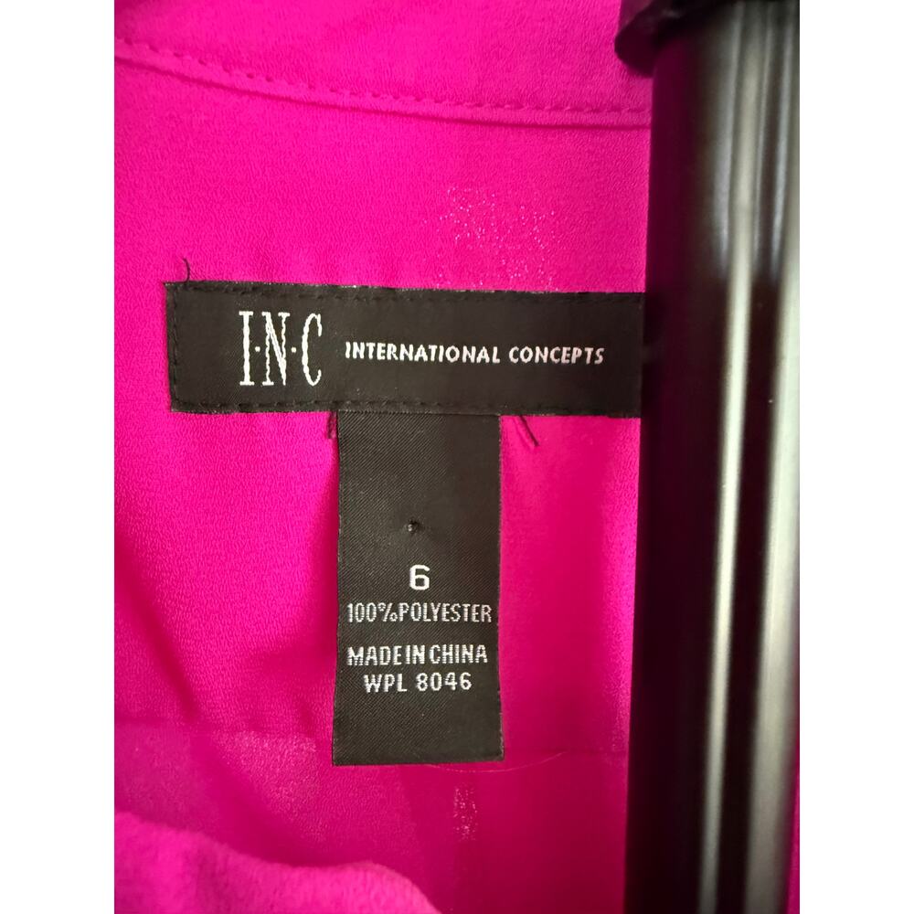 INC International Concepts Fuchsia Lace Up Blouse Gold Grommet Utility Size 6 - Picture 2 of 3
